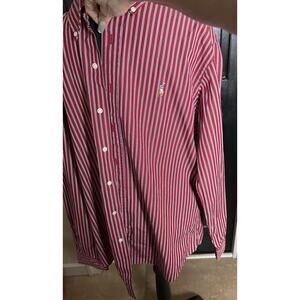 Lauren Ralph Lauren Red and White Striped Button-Down Shirt